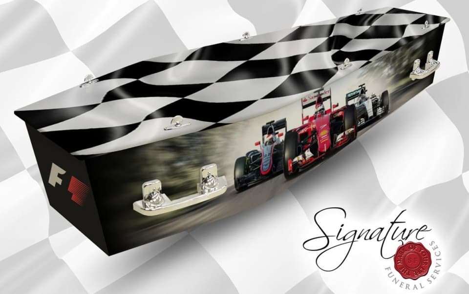 f1 personalised coffin