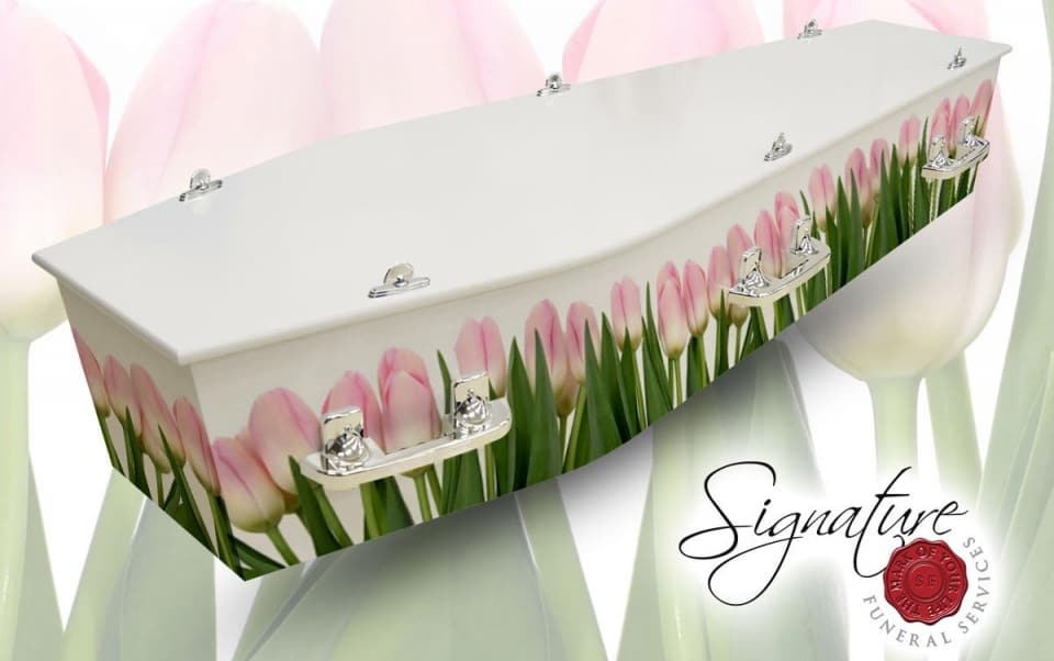 tulips personalised coffin